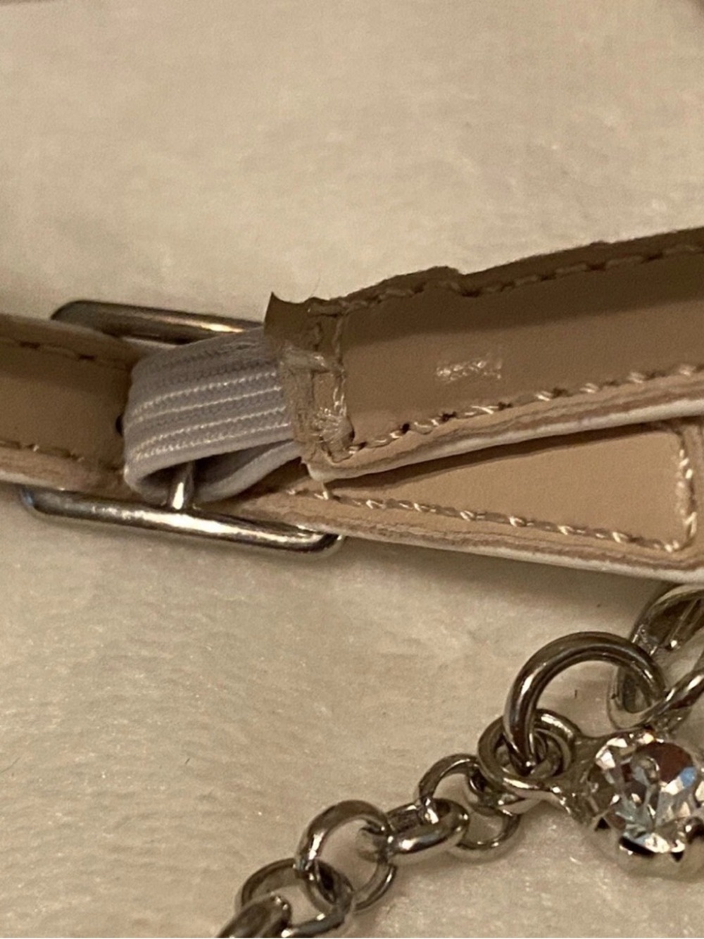 Women’s Bone/Ivory Pointed Toe Ankle Strap Heels with Rhinestones 
Size 8.5 NIB - Picture 10 of 11